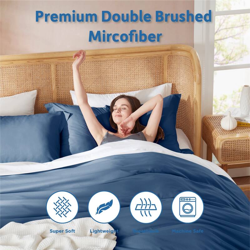 Nestl Ultra Soft Double Brushed Microfiber Duvet Cover Set with Button Closure