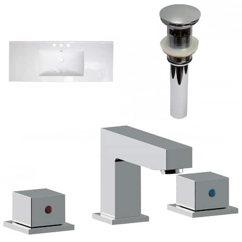 American Imaginations48-in. W 3H8-in. Ceramic Top Set In White Color - 40-in. - 49-in.