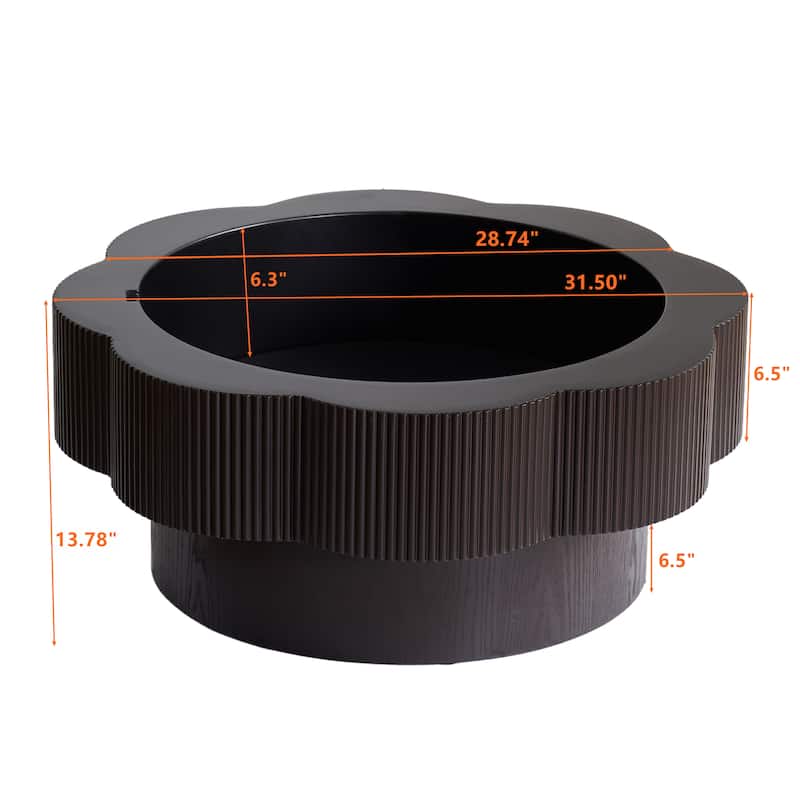 31.50" Modern Flower Shaped Coffee Table, Plum Blossom Shaped Coffee Table with Storage - Natural Wood Veneer