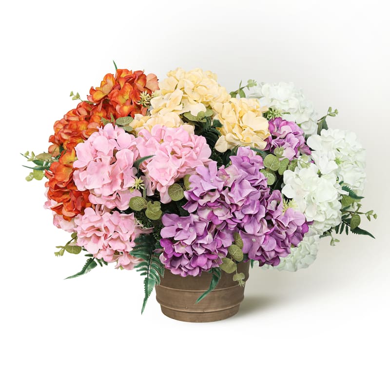 Set of 2 Pink Artificial Hydrangea Flower Stem Bush Bouquet 19in - 19" L x 12" W x 12" DP