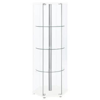 Zahavah 4-shelf Hexagonal Clear Glass Curio Cabinet