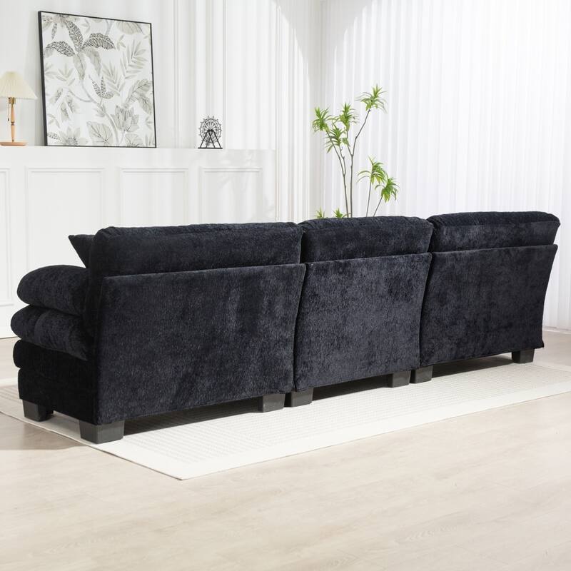 120.87" L-Shaped Upholstered Reversible 3-seat Modular Sectional Sofa with Deep Seating