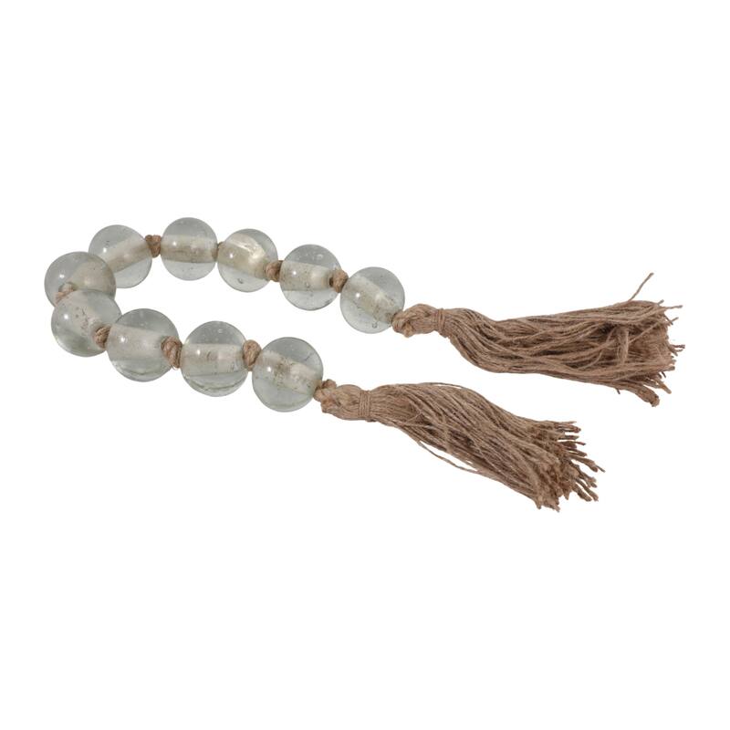 Glass Bead Garland Jute Tassels Modern Handcrafted Accent Strand