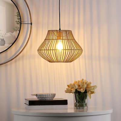 SAFAVIEH Lighting Rolina 14.5-inch Pendant - 15" W x 15" D x 14-86" H - Natural - 15Wx15Dx86H