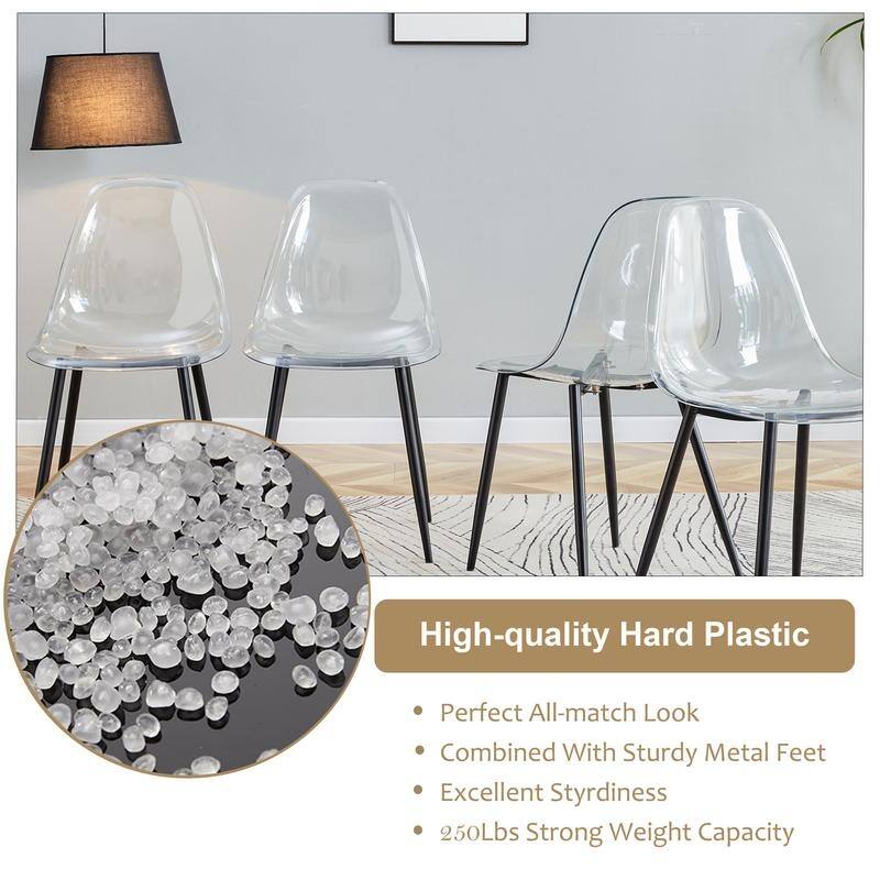 Modern Simple Transparent Dining Chair Set of 4