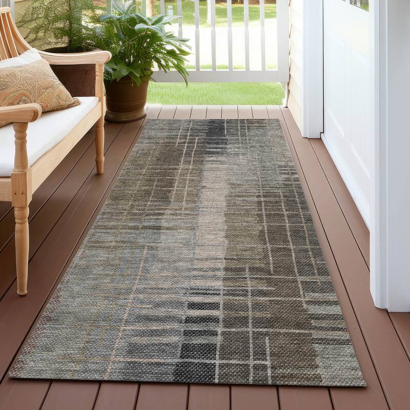 Machine Washable Indoor/ Outdoor Contemporary Aaron Chantille Rug - Brown - 2'3" x 7'6"