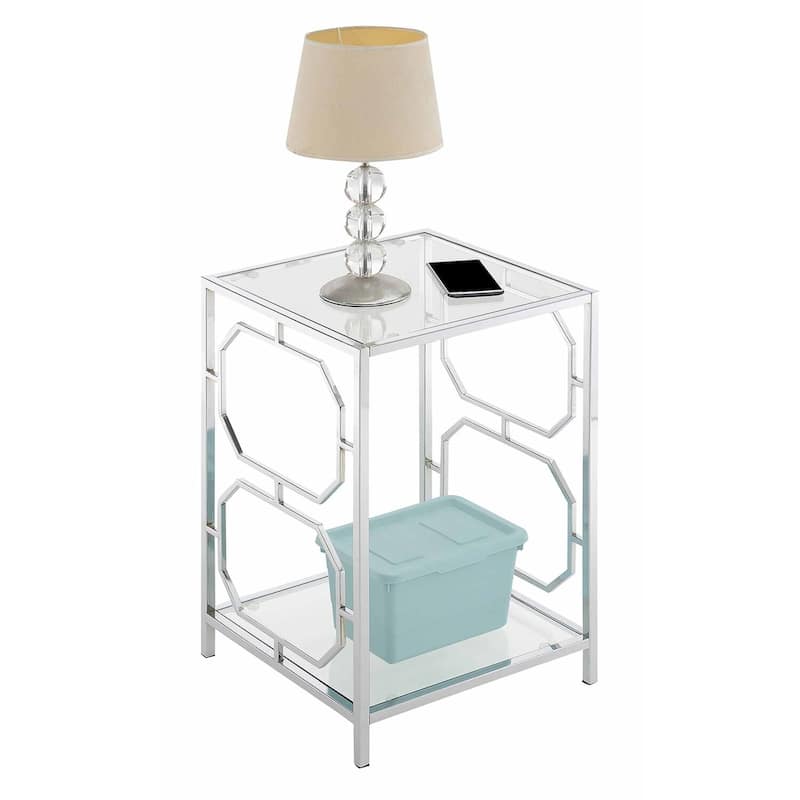 Chrome End Table with Sleek Frame and Smooth Surface, Contemporary Accent Side Table for Modern Living Room or Office Use