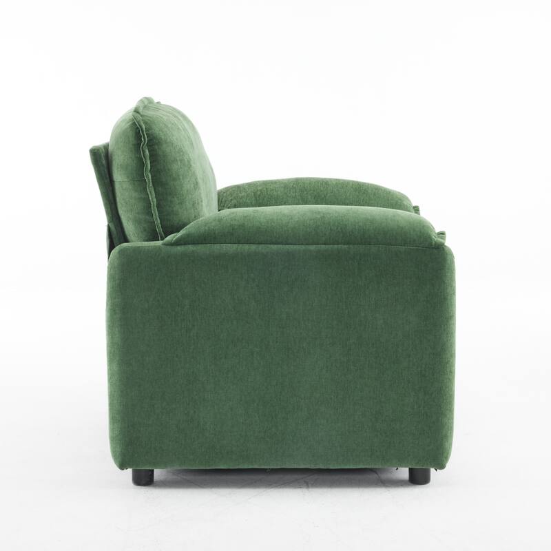 Oversized Chenille Bean Bag Chair, High Back Reading Armchair, Comfy Fluffy Sofa Chair with Cushions & Wide Seat