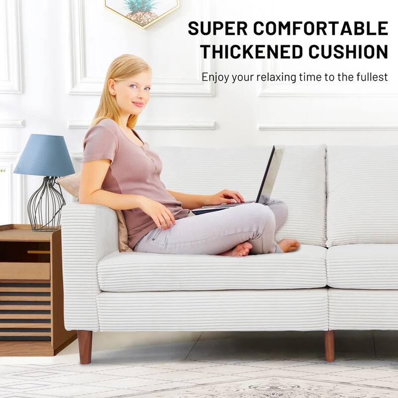 82.7" Sofas for Living Room, Comfy Love Seat Couches, Corduroy Loveseat Sofa,, Easy Assembly for Small Spaces