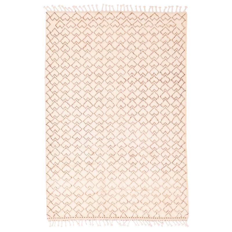 ECARPETGALLERY Hand-knotted Pak Finest Marrakesh Cream Wool Rug - 4'2 x 6'1