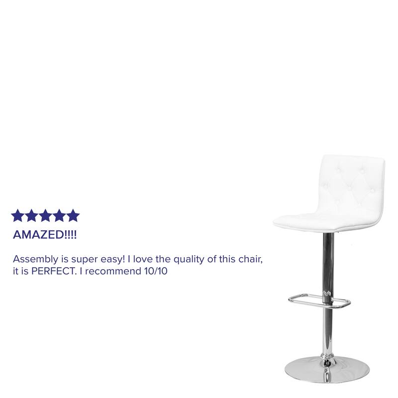 2 Pack Contemporary Button Tufted Adjustable Height Barstool with Chrome Base