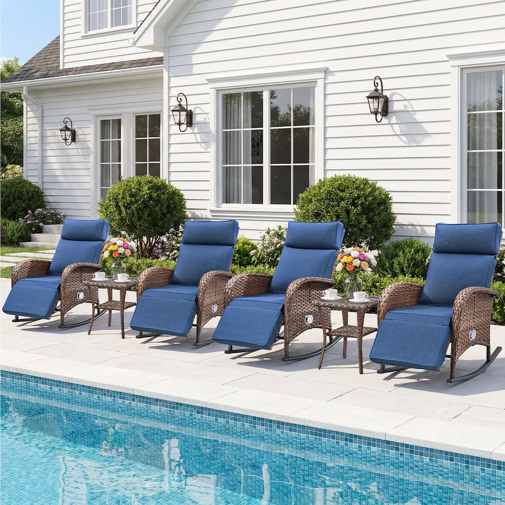 Pocassy Versatile Outdoor Recliner Rocker Chair with Side Table