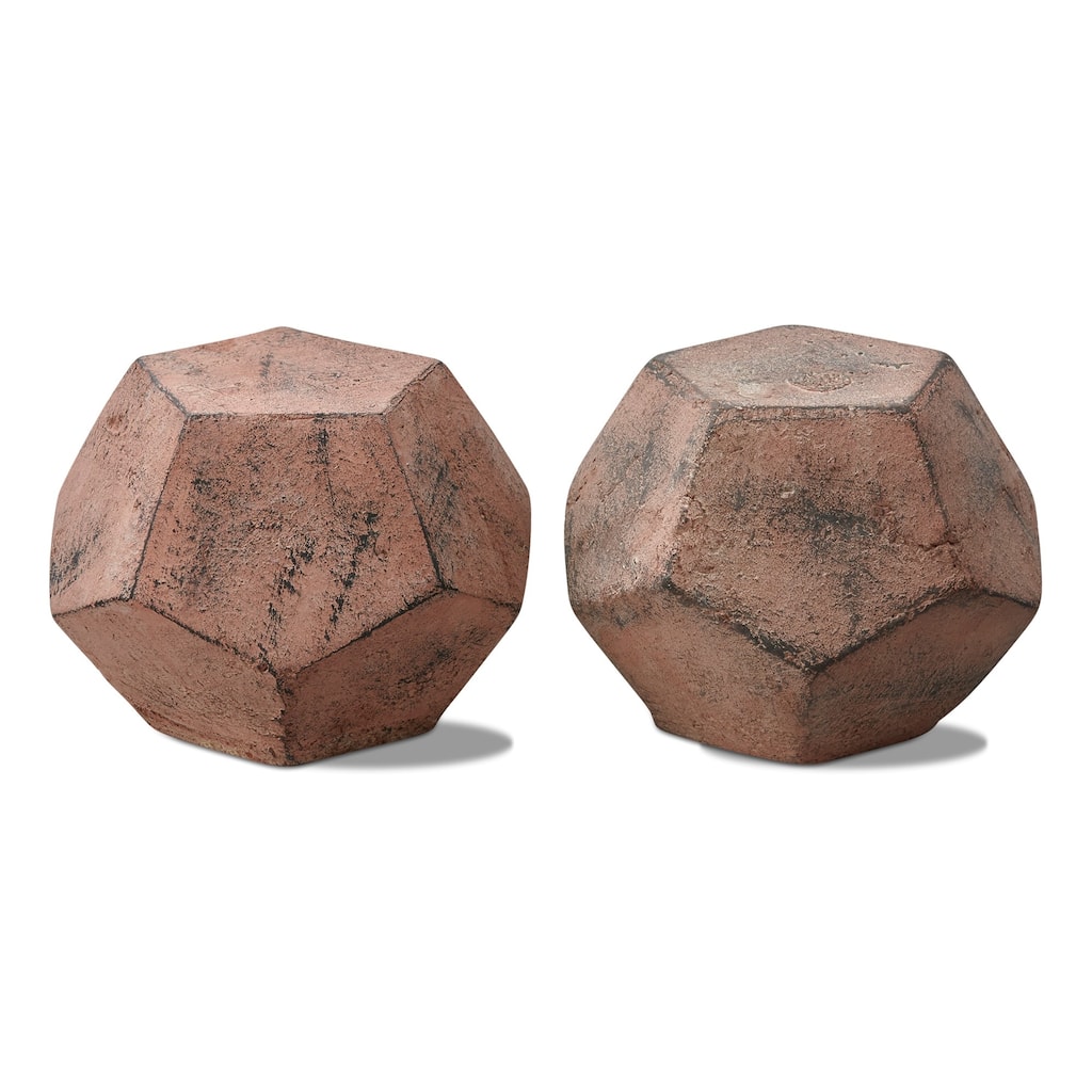 Antique Brown Octagon Bookend Decor - Decorative Bookends for Everyday Use, 6" H x 7.14" L x 7.14" W, Easy Care