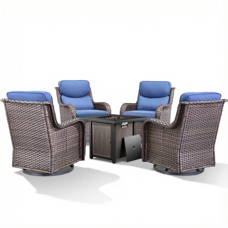 Pocassy 30 In Outdoor Fire Pits with Patio Sofa Swivel Glider Chari Furniture.