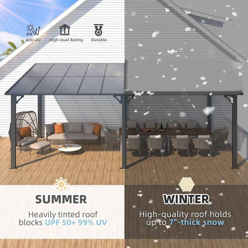 AECOJOY Wall Mounted Gazebos Pergola Gazebo Awnings for Backyard