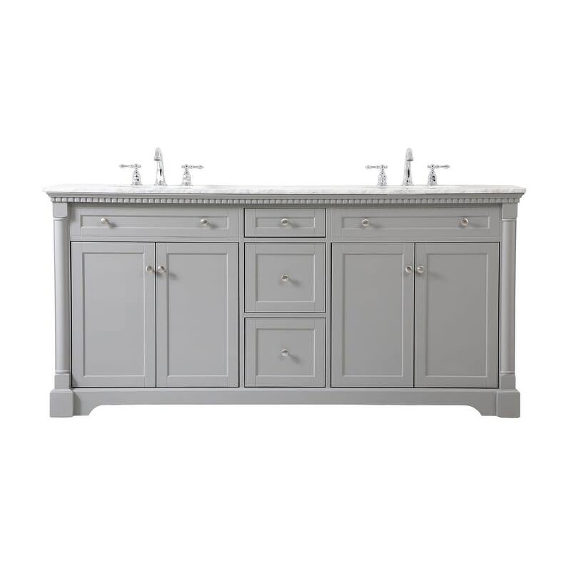 Elegant Lighting VF53072D Clarence 72" Free Standing Double Basin - Grey - Painted