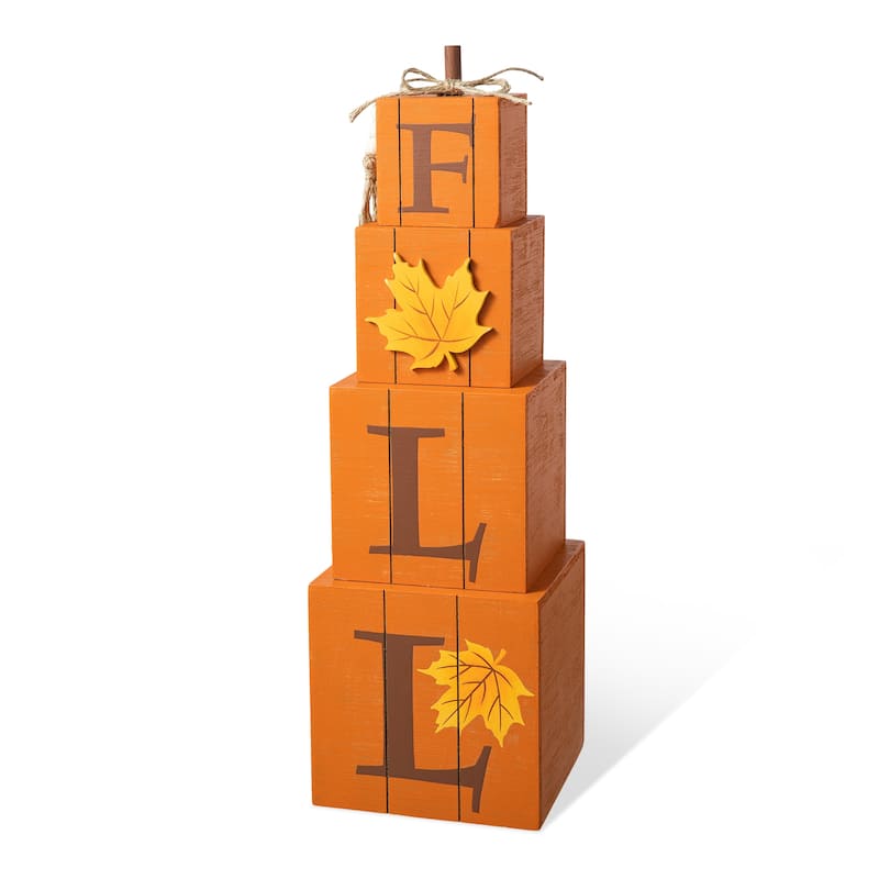 Glitzhome 25.5"H Halloween and Fall Wood Reversible Boxed Porch Decor - Orange