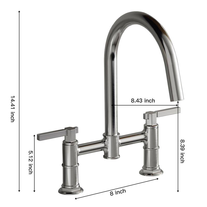 WIZ 2 Holes Deck Mount Bridge Kitchen Faucet With 360 Swivel Spout