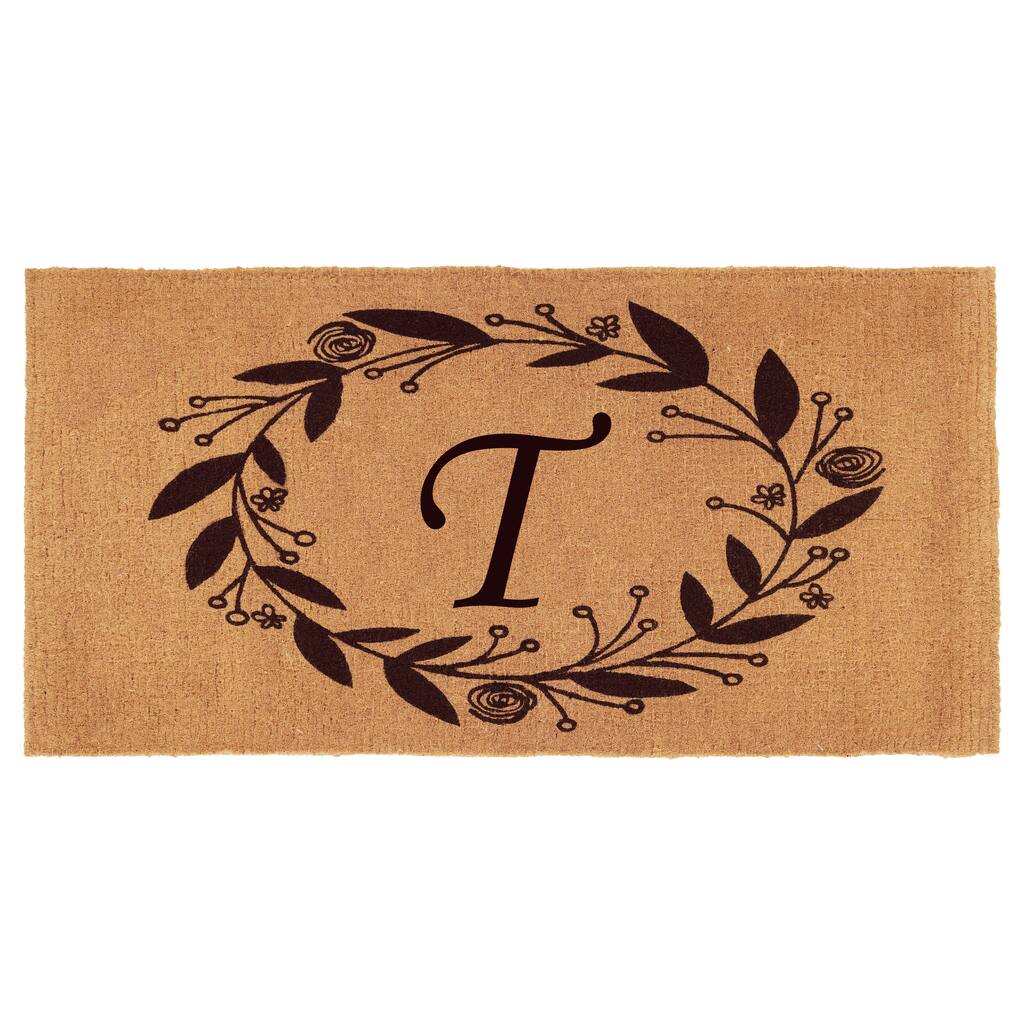 Calloway Mills Black Rose Doormat 3' x 6' x 1.5" (Letter T) - 36 x 72 in
