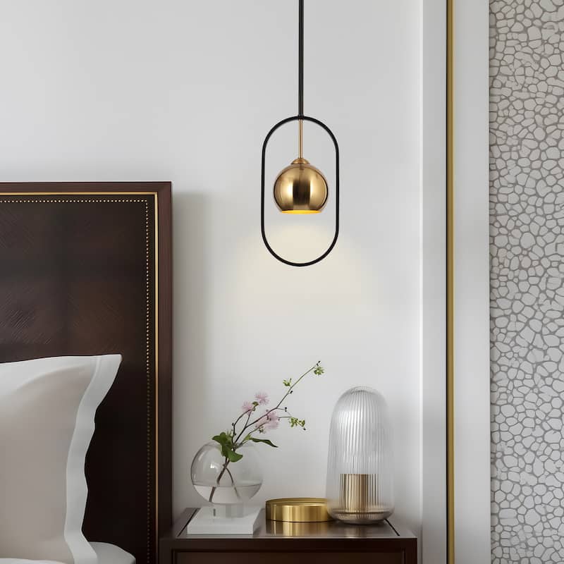 Modern Black Gold 1-Light Metal Pendant Lights Farmhouse Kitchen Island Light for Dining Room