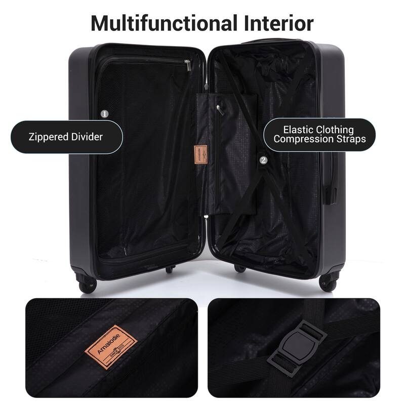 Hardshell Suitcase with Spinner Wheels ABS Luggage Sets 8-Piece Set (20/24/28+portable handbag + 4 pieces storage bag set)