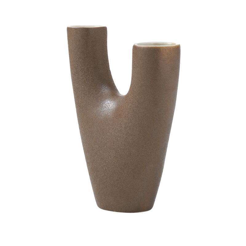 Renwil Garnier Indoor Ceramic Stoneware Small Vase, Textured Brown