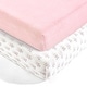 preview thumbnail 1 of 7, Lush Decor Baby Pixie Fox Geo Organic Cotton Fitted Crib Sheet, 2 Pack - 52"x 28" x 9" Animals - 52"x 28" x 9" - Pink