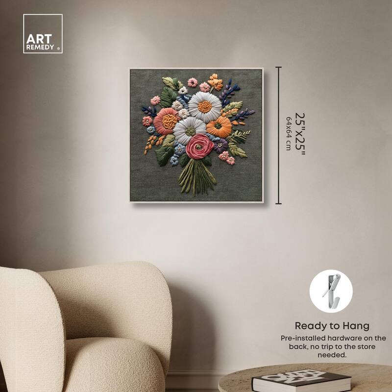 Stitched Bloom Bouquet II Canvas by Art Remedy