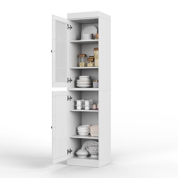 100% Solid Wood 16.5" Modular Kitchen Pantry Cabinet/Utility Storage with Solid Wood or Glass Doors by Palace Imports