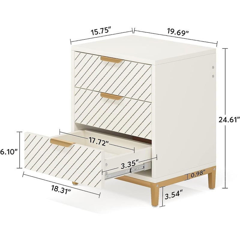 Night Stands for Bedrooms, Nightstands with 3 Drawers for Living Room