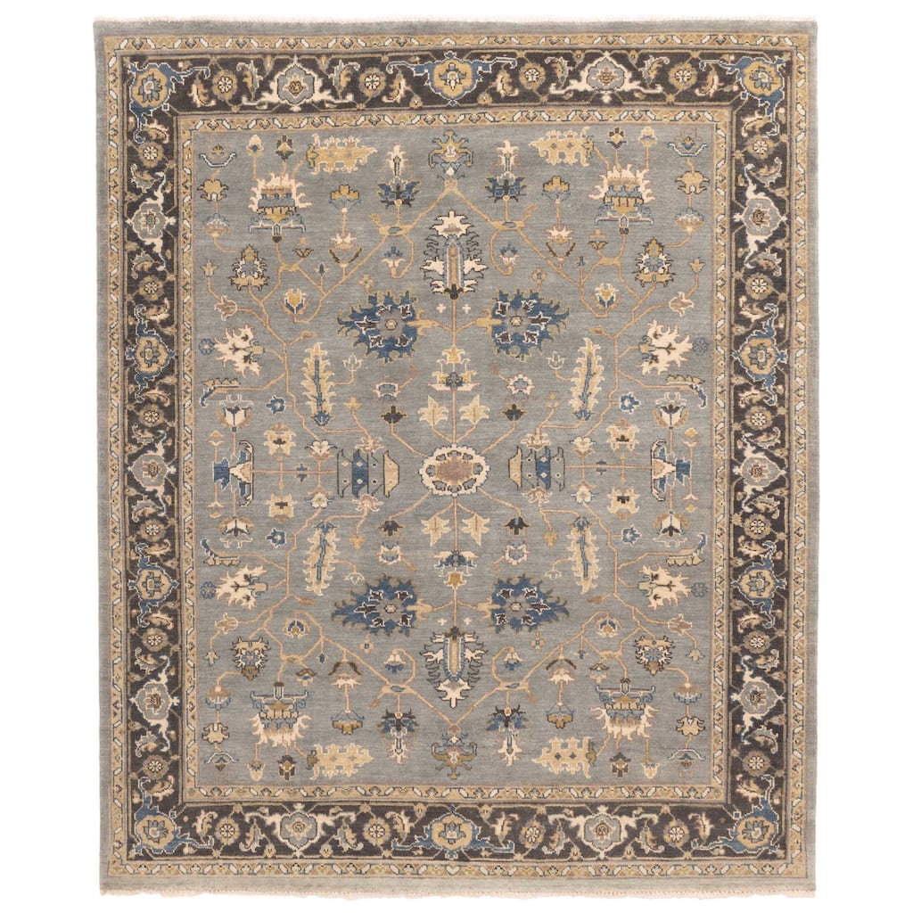 ECARPETGALLERY Hand-knotted Finest Agra Jaipur Teal Wool Rug - 7'11 x 9'9