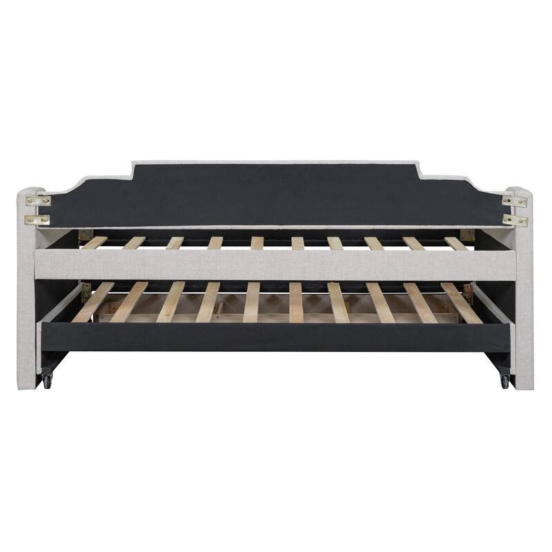 Twin Size Upholstered Daybed with Trundle and Three Drawers