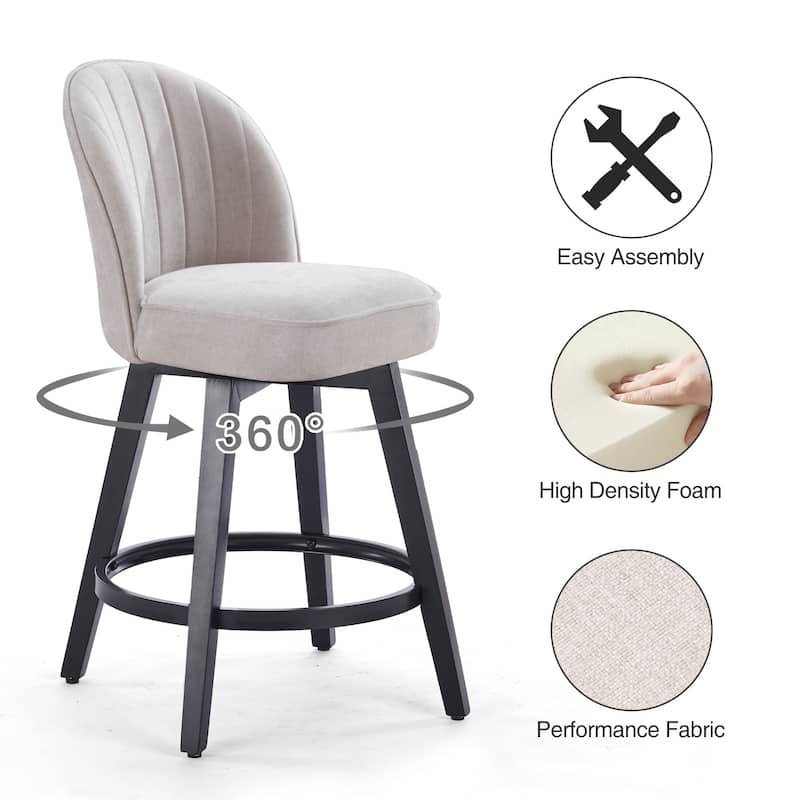 HOMYKA Swivel Bar Stool with Wood Legs Set of 4