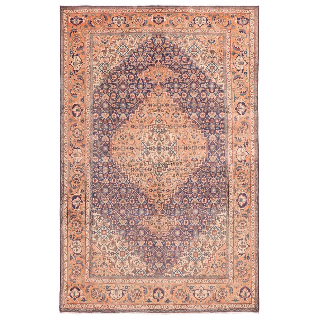 ECARPETGALLERY Hand-knotted Antalya Vintage Navy Wool Rug - 6'4 x 9'9