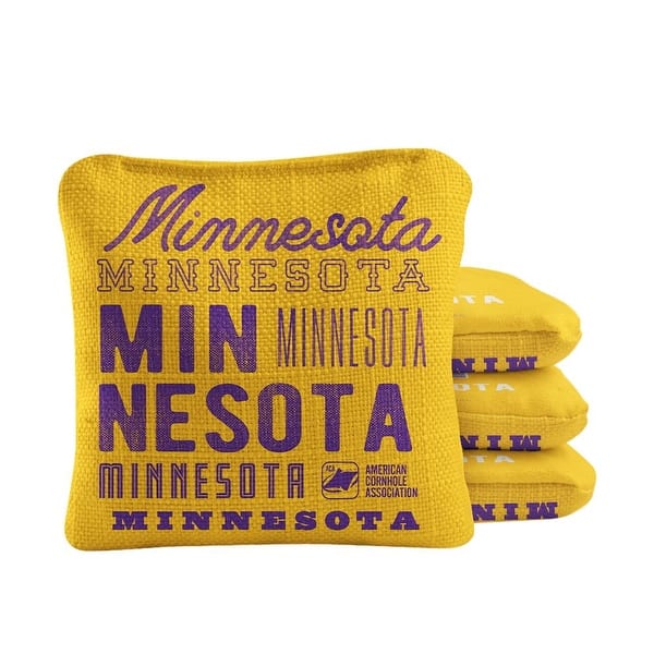 slide 2 of 4, Minnesota Football Yellow Dual Sided Cornhole Bags