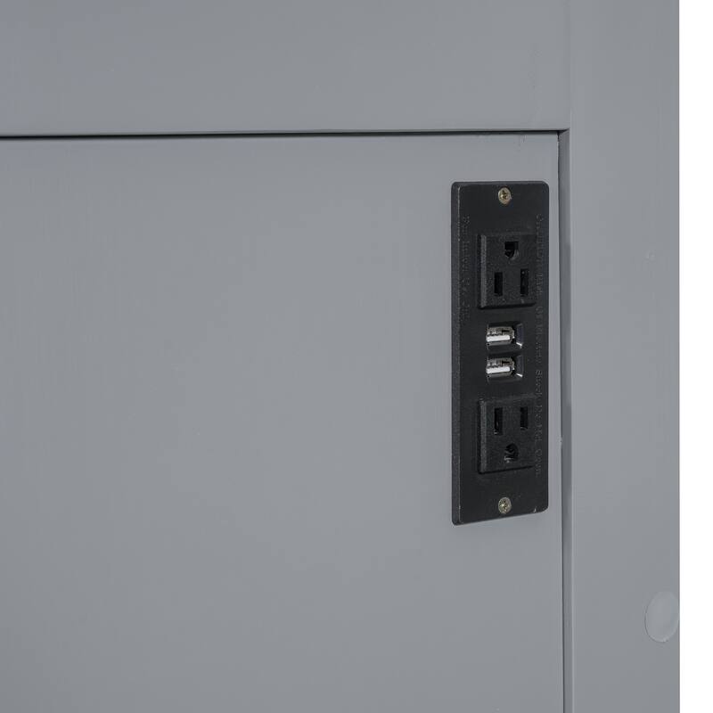 Queen Size Foldable Wall Bed with Space-Saving Cabinet, Gray