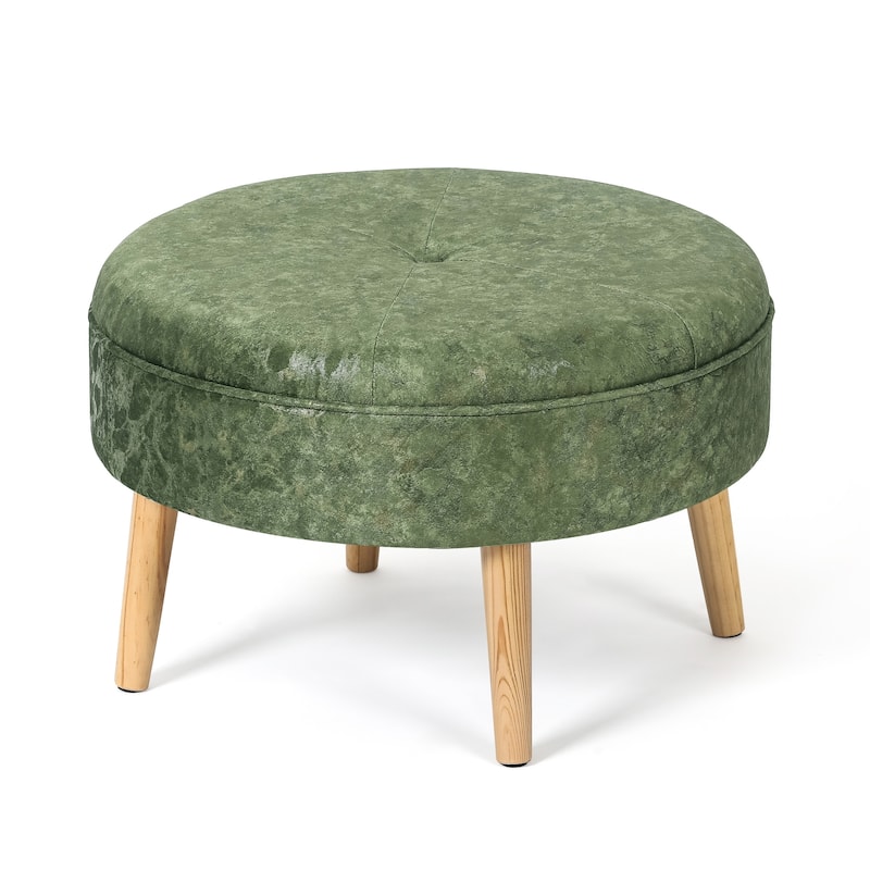 Adeco Carrington Juttersbo Round Tufted Fabric Ottoman
