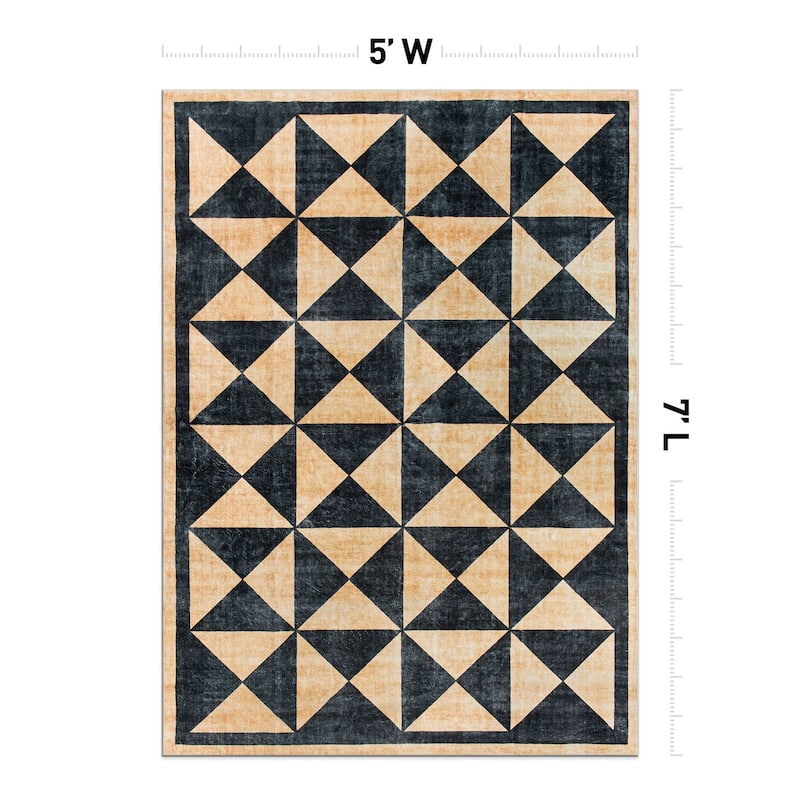 World Rug Gallery Geometric Diamond Washable Non Slip Area Rug