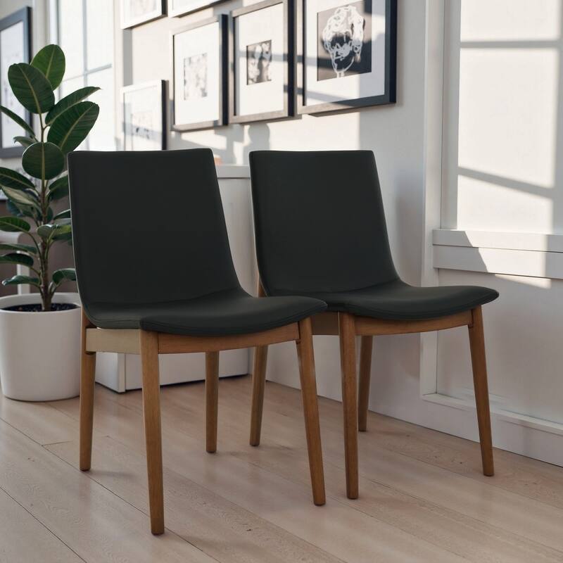 Easy-Clean Vegan Leather Mid-Century Modern Dining Chairs (Set of 2)