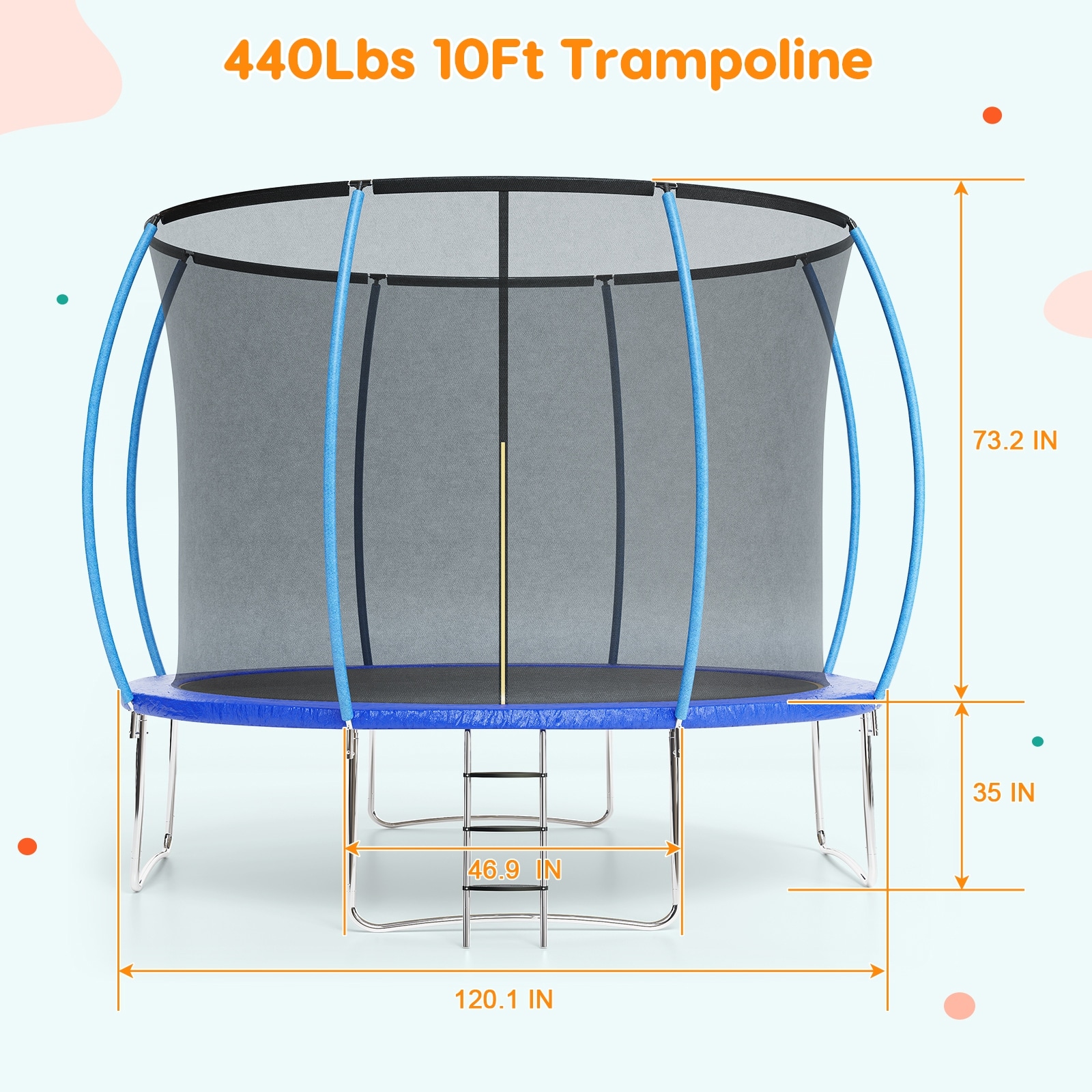 10FT Trampoline Recreational Trampolines with Enclosure Net and Ladder Bed Bath Beyond 40517951