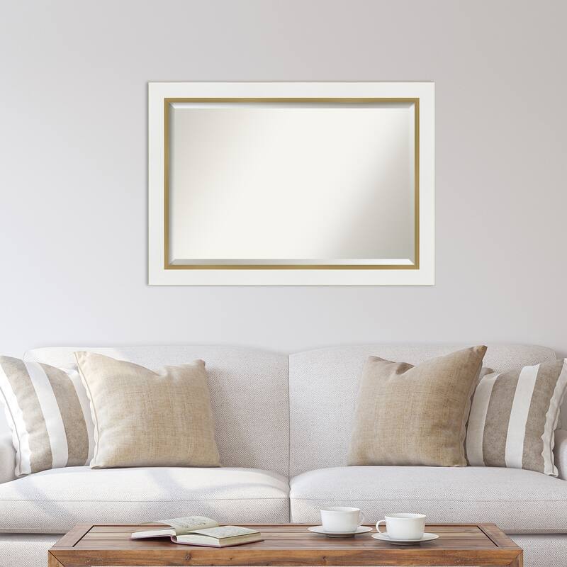 Beveled Wall Mirror - Eva White Gold Frame - Eva White Gold