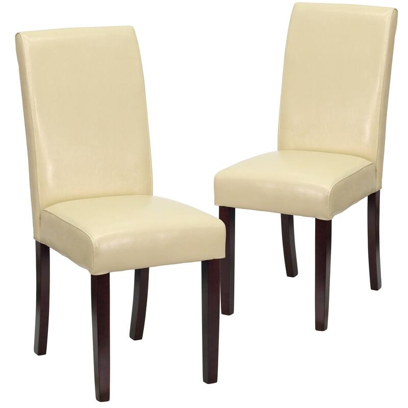 LeatherSoft Wood Parsons Chair (Set of 2)