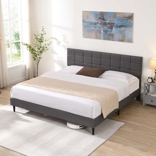 No Box Spring Needed Platform Bed Frame with Upholstered Headboard ...
