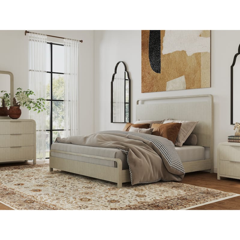 Roundhill Furniture Tavari Wood Panel Bed, Light Gray Finish