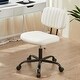 preview thumbnail 2 of 21, Armless Home Office Desk Chair, PU Leather Low Back Task Chair with Wheels, Adjustable Height 360° Rolling Vanity Chairs - N/A