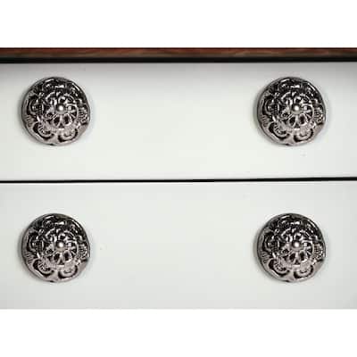 HomeRoots Set of Eight Black And Silver Ceramic And Metal Drawer Pull Knobs - 1.5' X '1.5' X '1.5