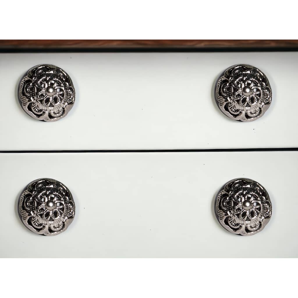 HomeRoots Set of Eight Black And Silver Ceramic And Metal Drawer Pull Knobs - 1.5' X '1.5' X '1.5