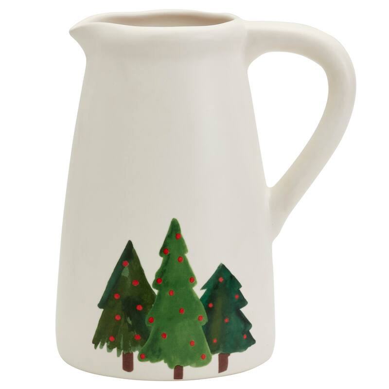 Tabletops Gallery 3.3 quart Stoneware Christmas Tree Pitcher Bed Bath