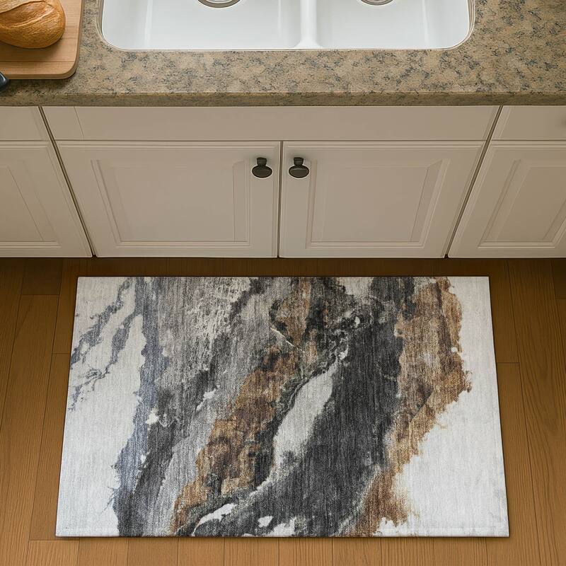 Premium Washable Super Soft Abstract Ranier Mayfield Rug - Gray - 1'8" x 2'6"