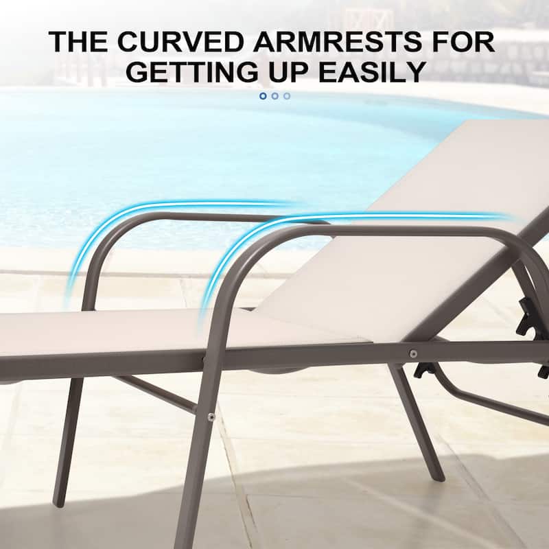 4PCS Outdoor Chaise Lounges Chair Aluminum with Adjustable Backrest